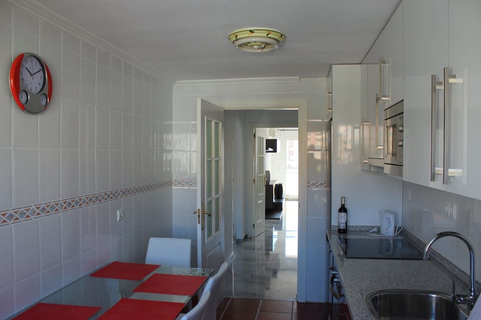 Kitchen through to living area