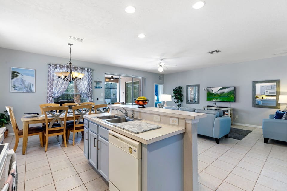 Open plan kitchen area.