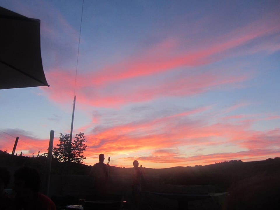 sunset over the pool
