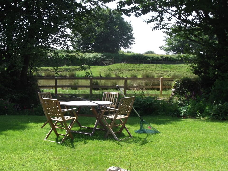 Sitting out over looking the pond