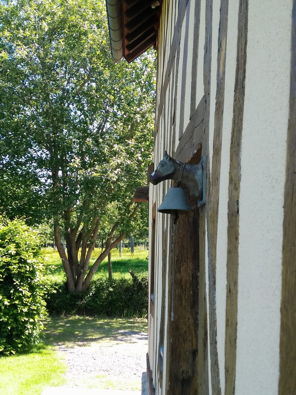 The front door with its friendly cow