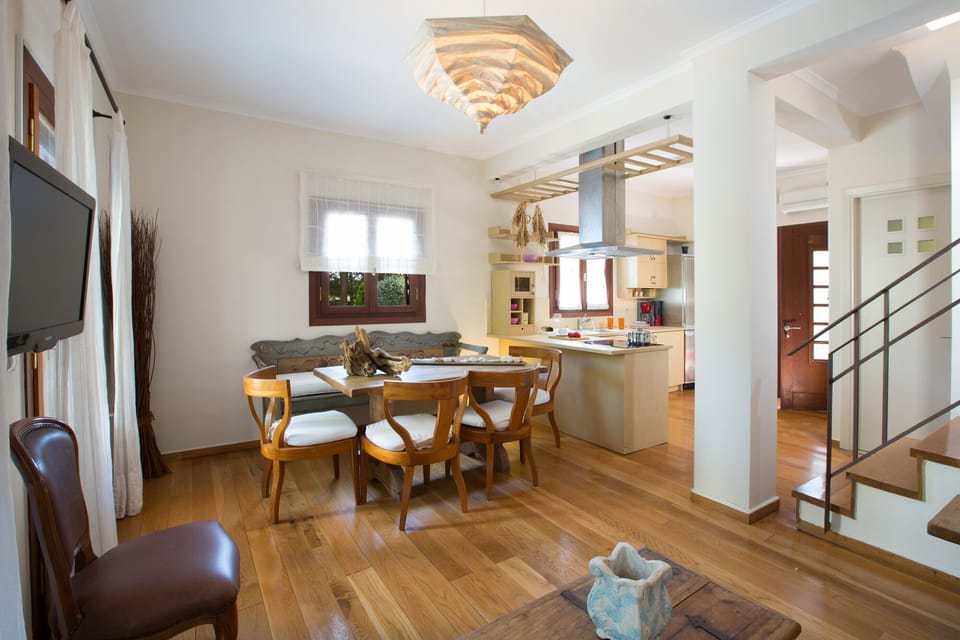 The kitchen and the living room