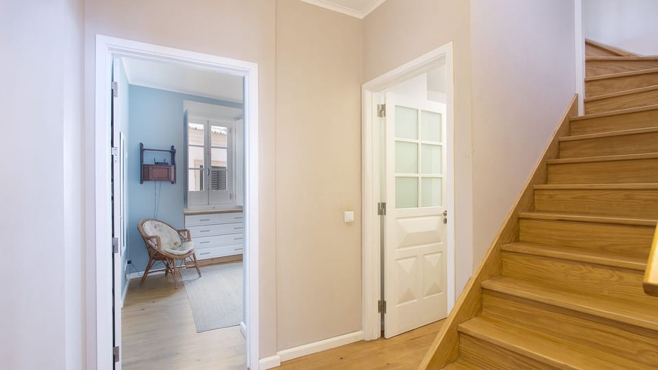 Stairwell from ground floor up to living room