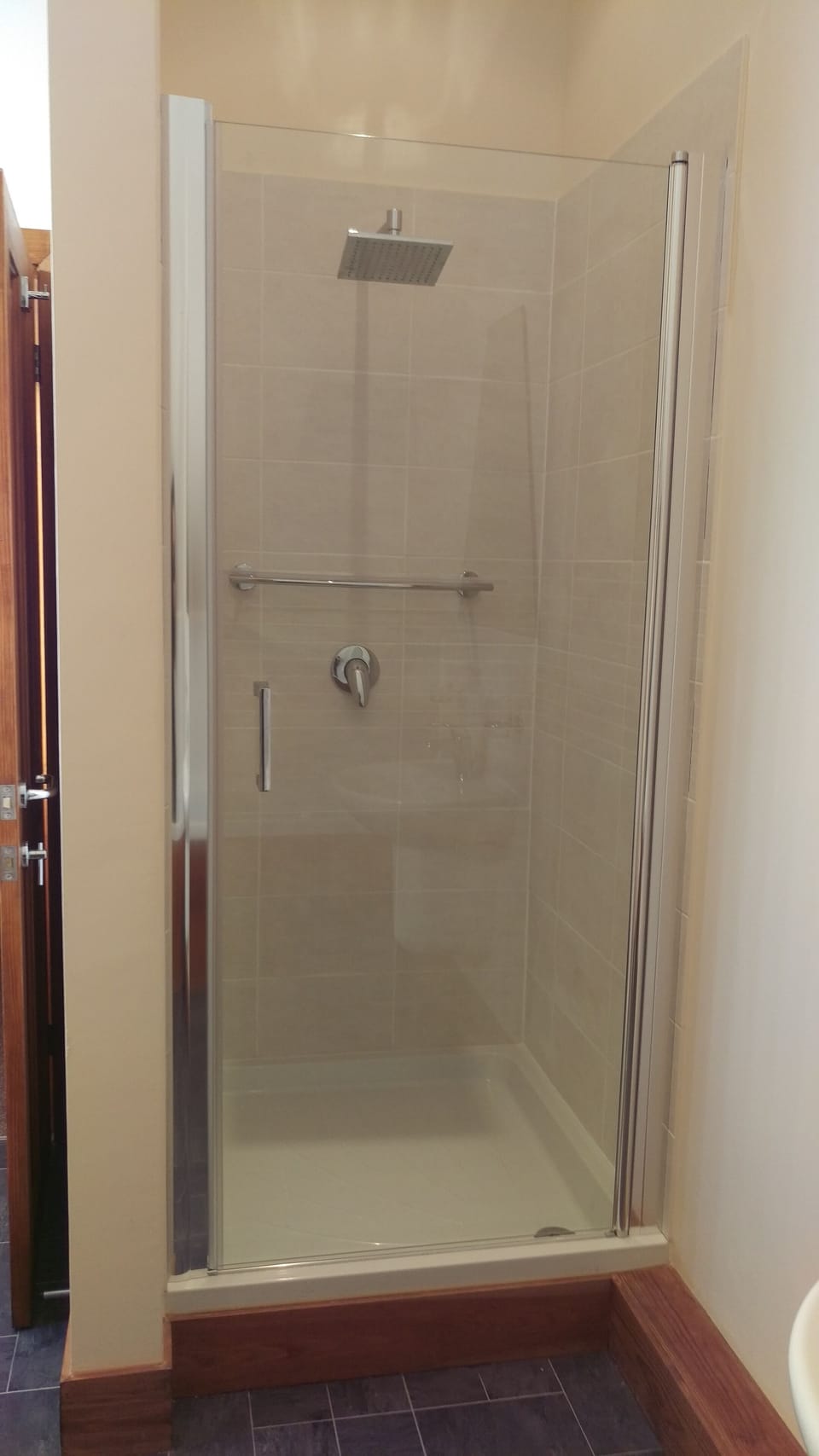 walk in shower in first floor family bathroom