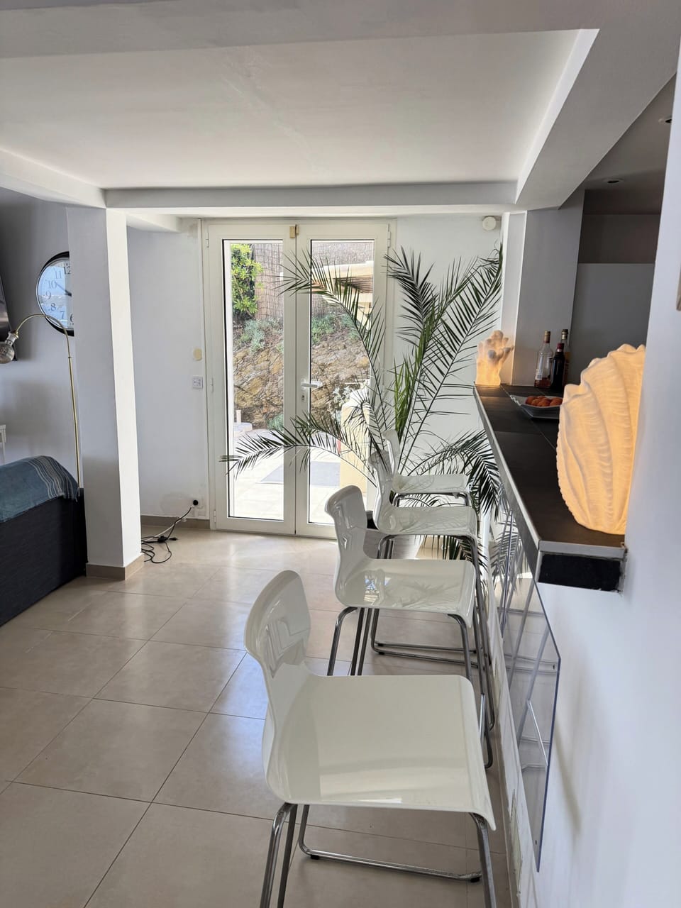living room in front of kitchen