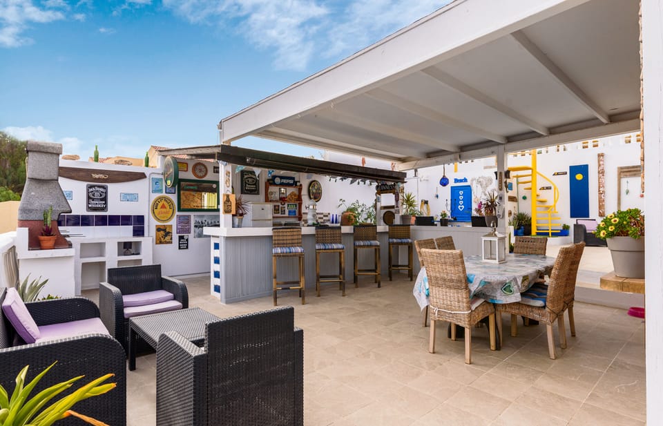 The main terrace, bar and dining area.
