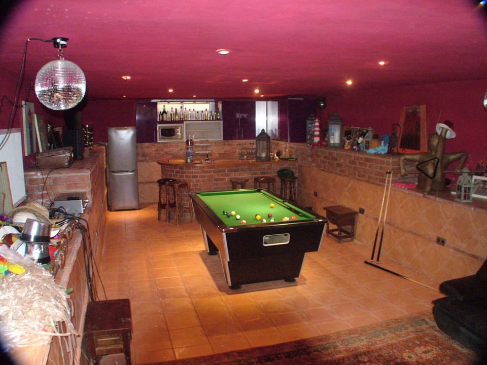 disco room with quality pool table