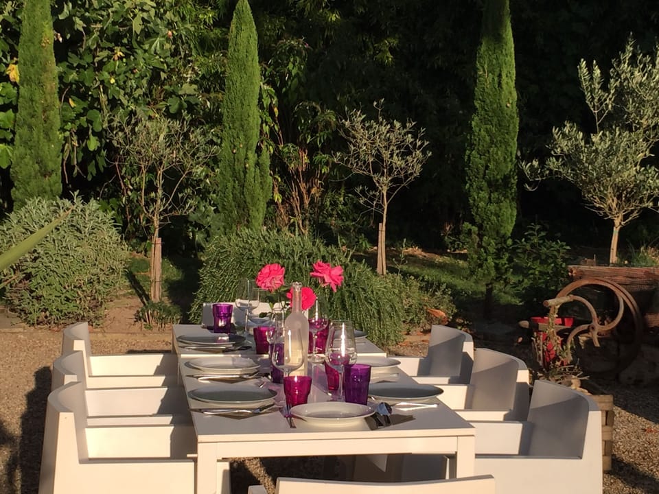 Dining outside; particularly lovely in the afternoon and as the sun sets..
