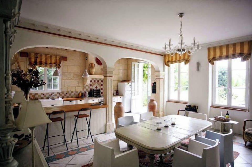 The main kitchen and dining area
