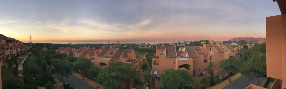 Evening view from the terrace in winter