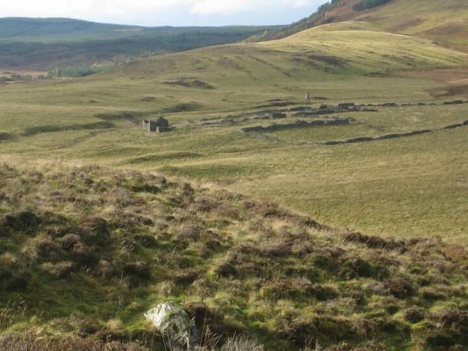 The atmospheric ruins of the old Mains of Glen Derby which was once the farm for the land around.