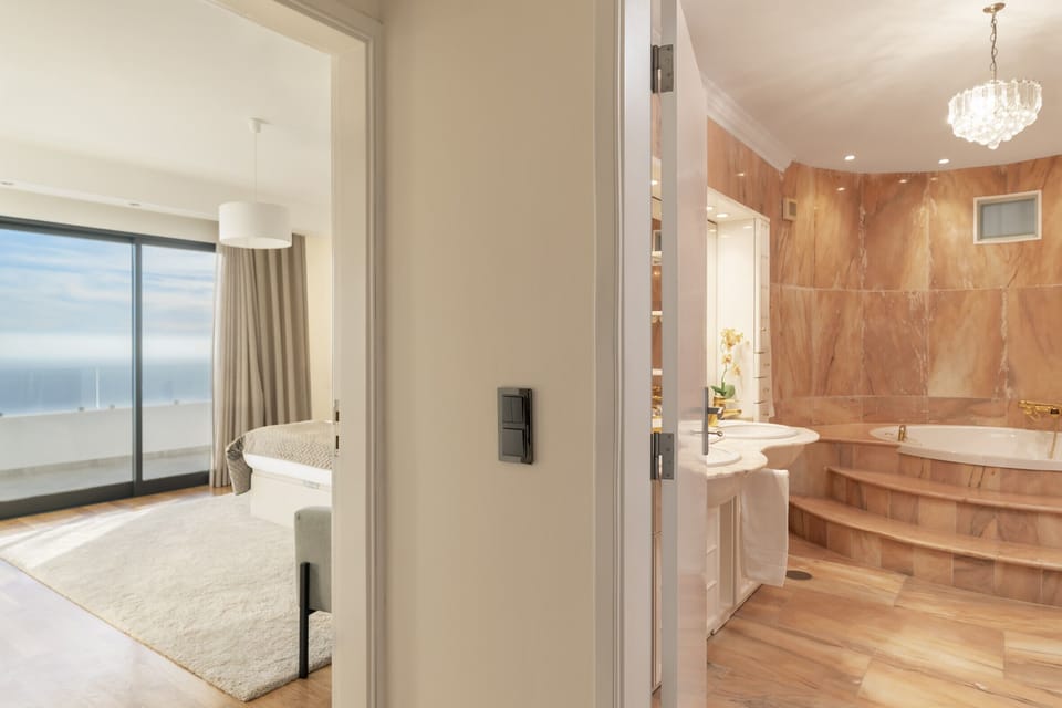 bathroom and bed