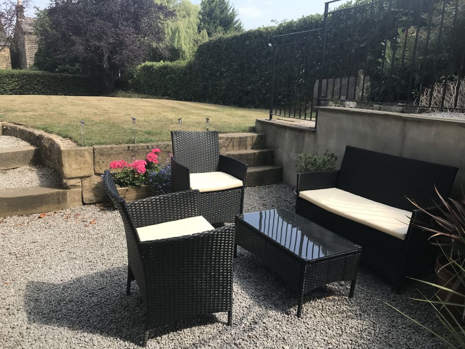 outdoor seating within large, private  garden