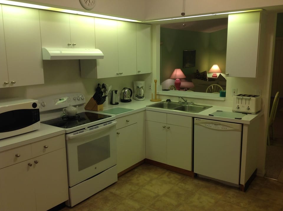 Kitchen with view through to living area