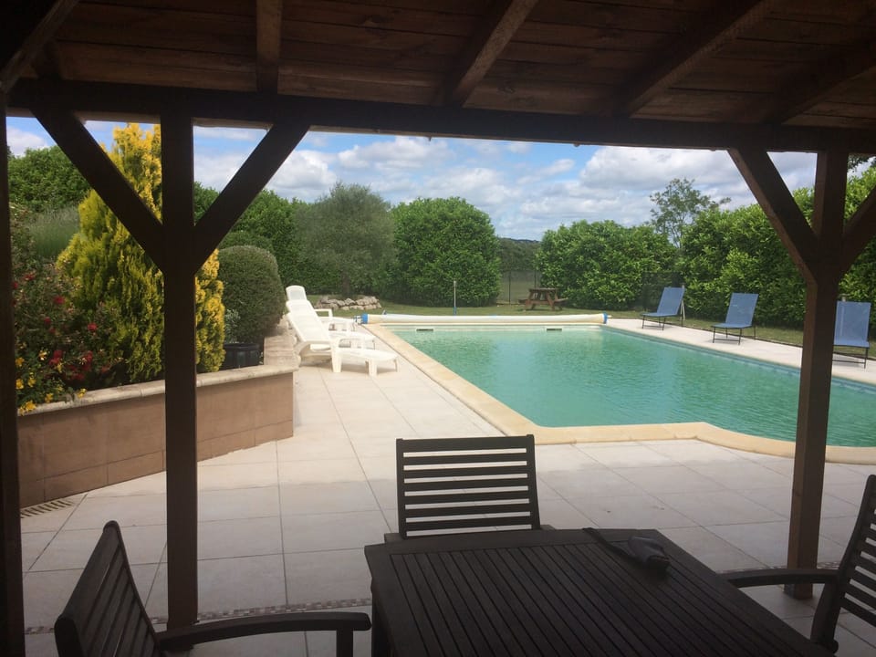 View of pool from poolhouse