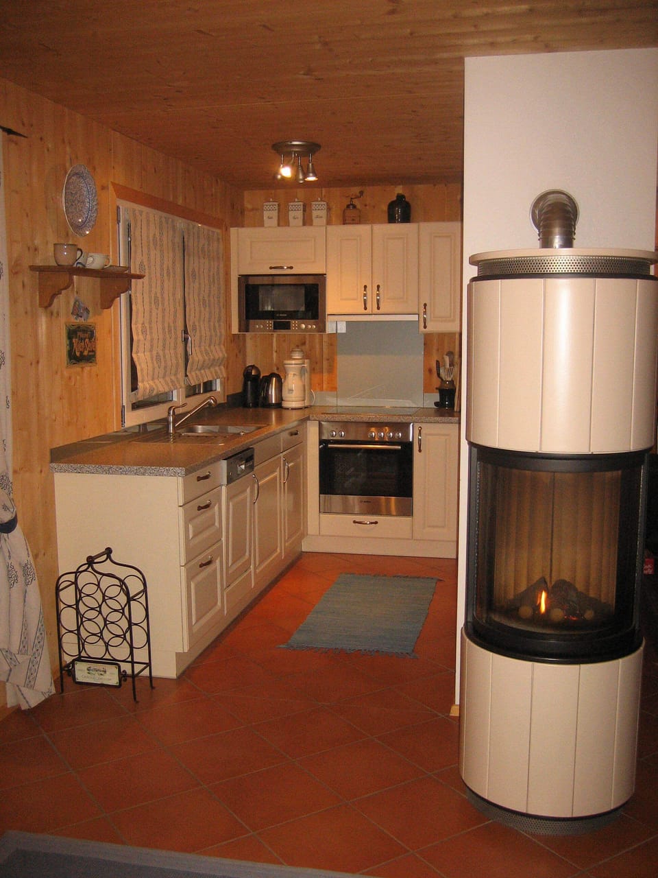 Our modern kitchen offers a mountain view and mineral mountain tap water!
