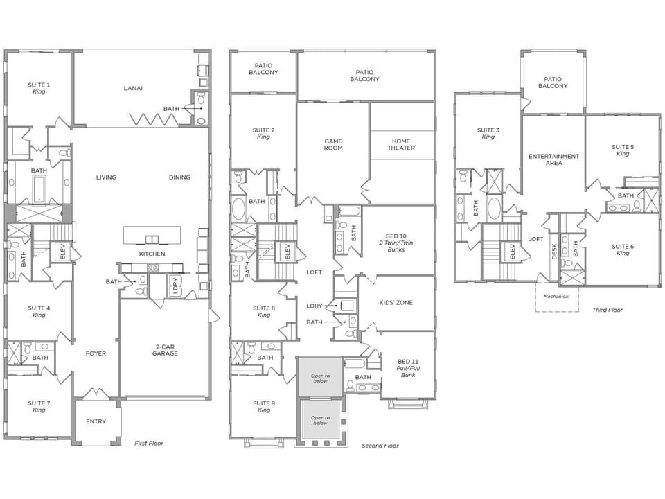 This huge three-story Fullhouse® home features 11 bedrooms and 7,921 square feet