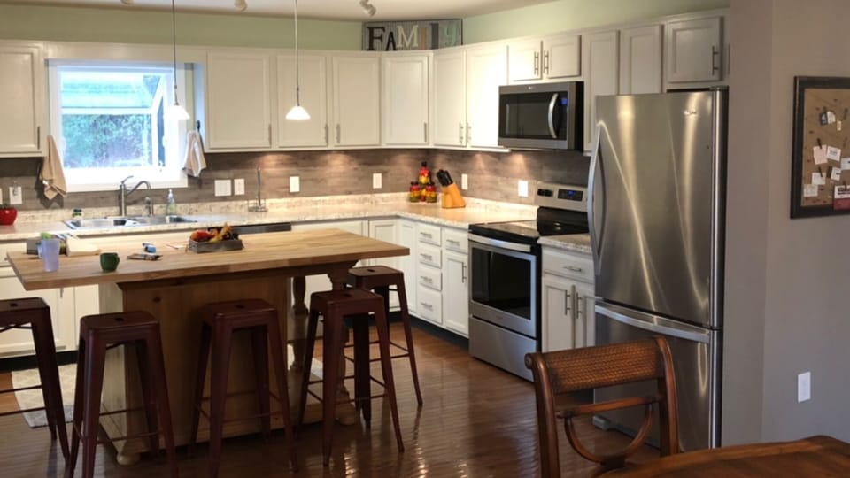View of kitchen from dining room.