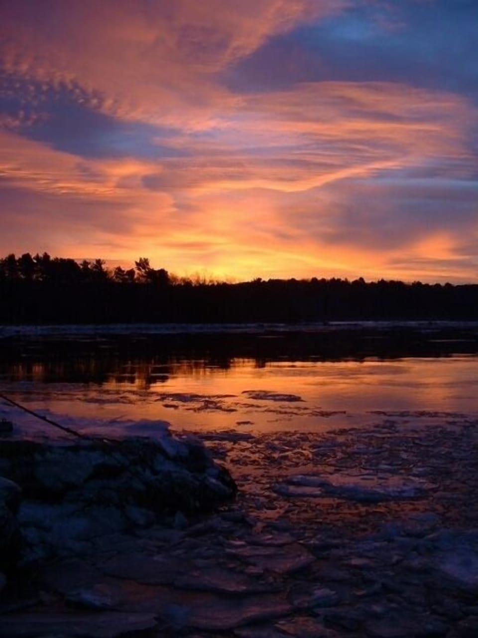 Sunset over the winter water