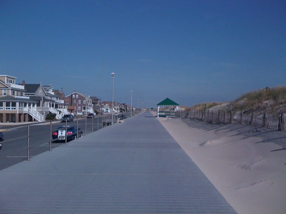 Boardwalk, looking north towards Seaside Heights, 1.5 miles away.