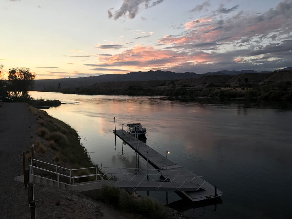 View down river. Beautiful desert sunsets.