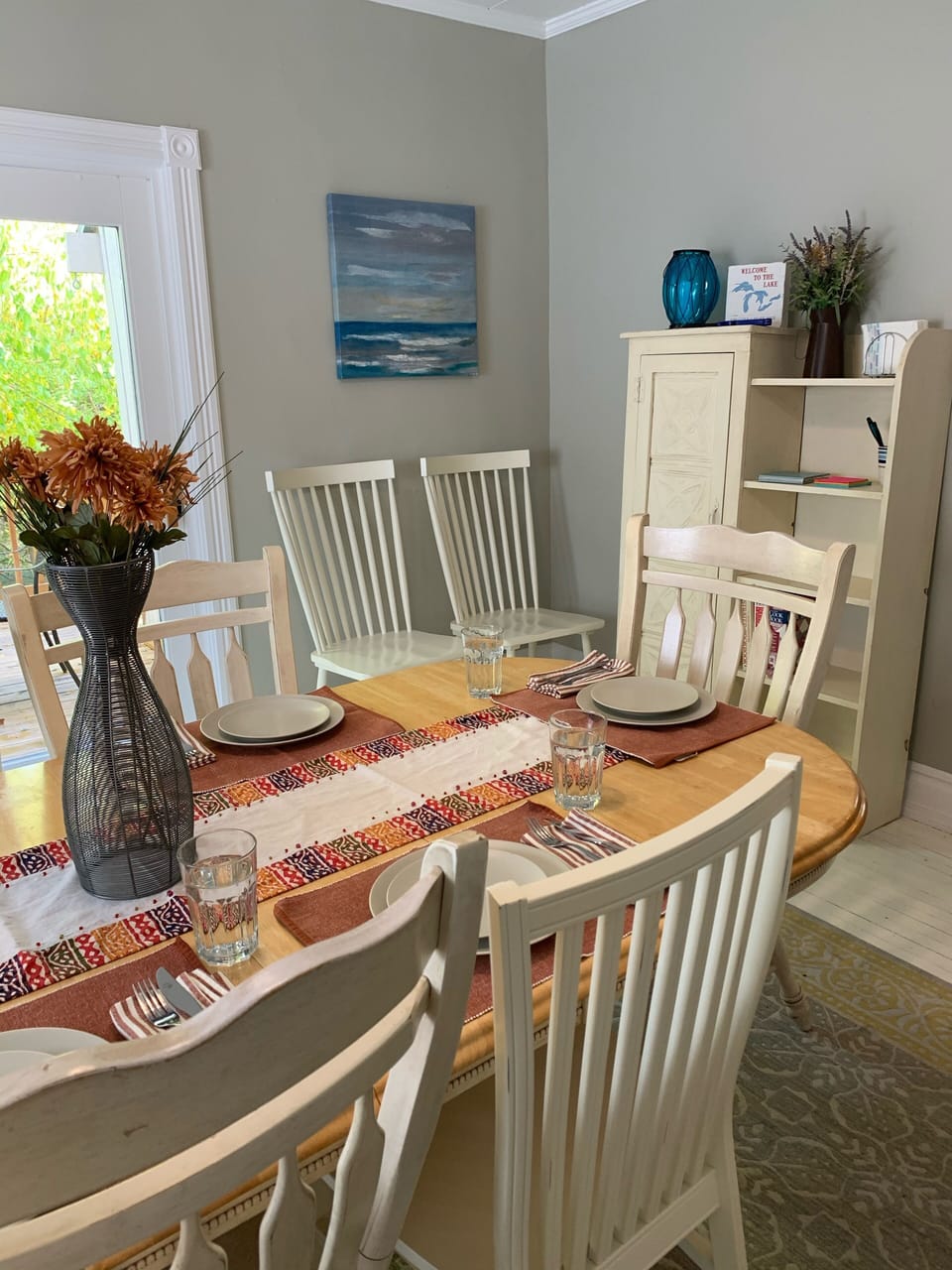 Look out onto the woods while you dine.
