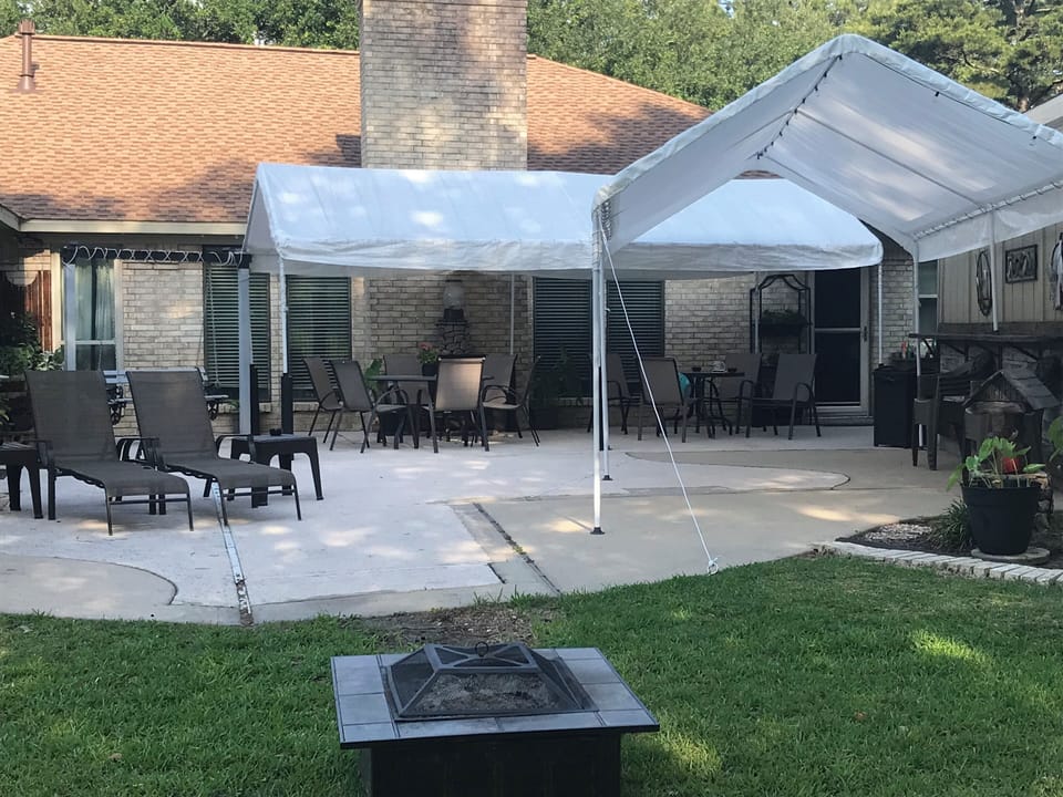 The patio is a great place to unwind.