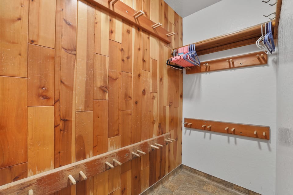 Mud room for skis and winter boots.