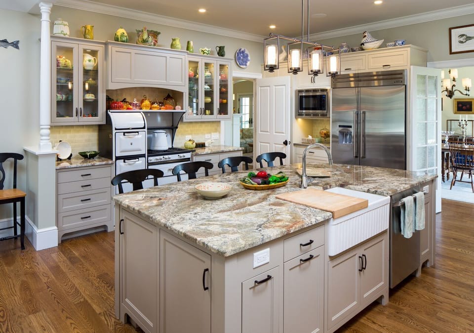 All hands on deck with the large kitchen island