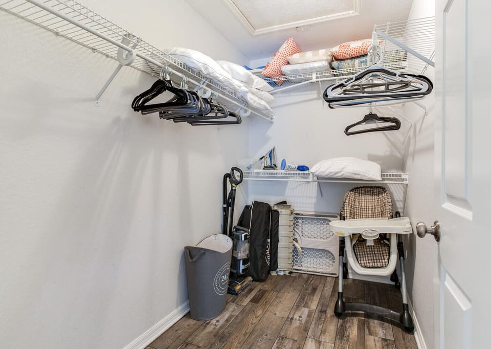 Closet - Master Bedroom,  Pack 'N Play.  High Chair.  Baby Gate.