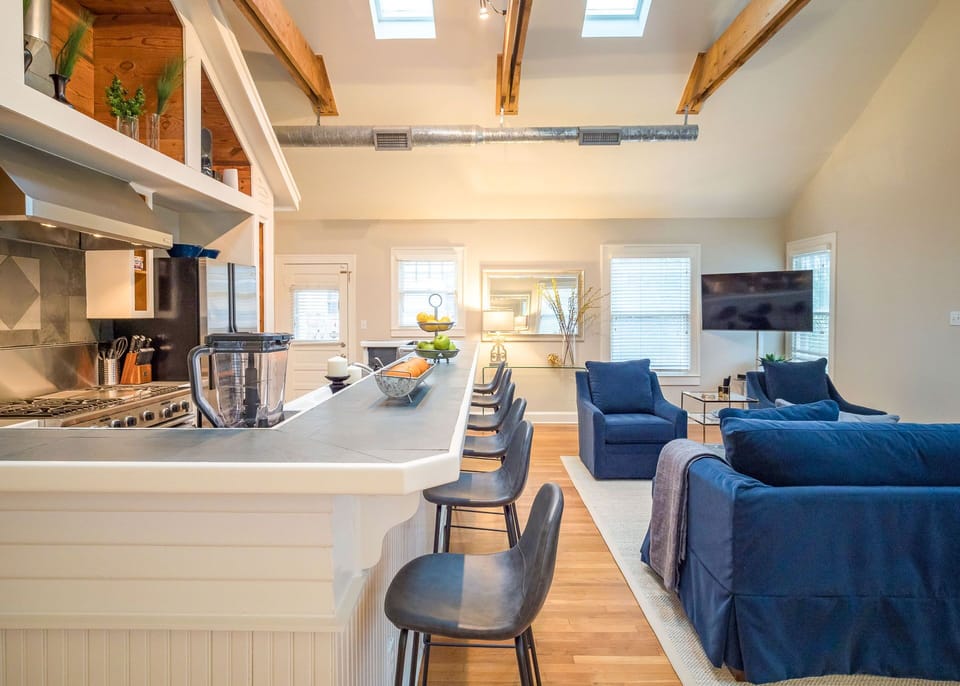 Kitchen with bar seating for 6