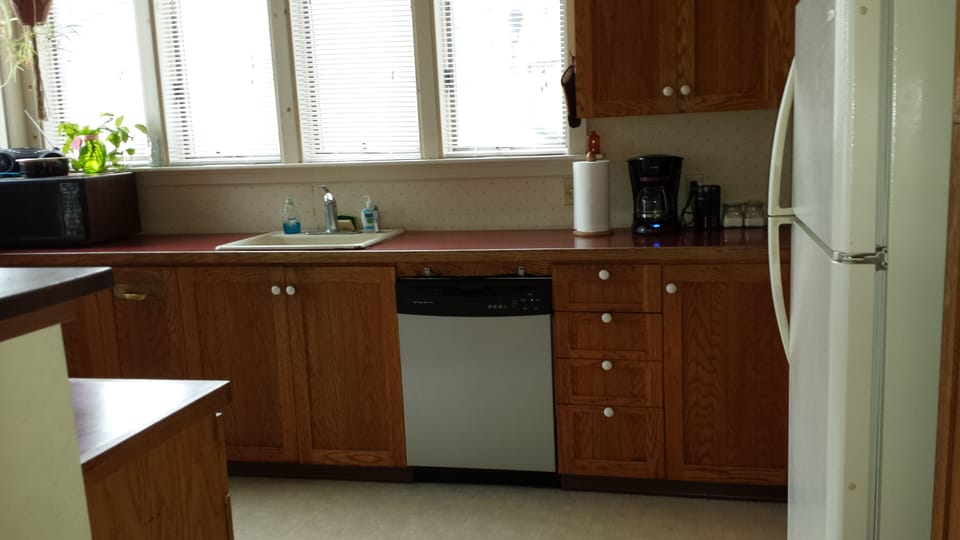 Dishwasher, microwave, coffee maker, toaster oven, blender, electric kettle