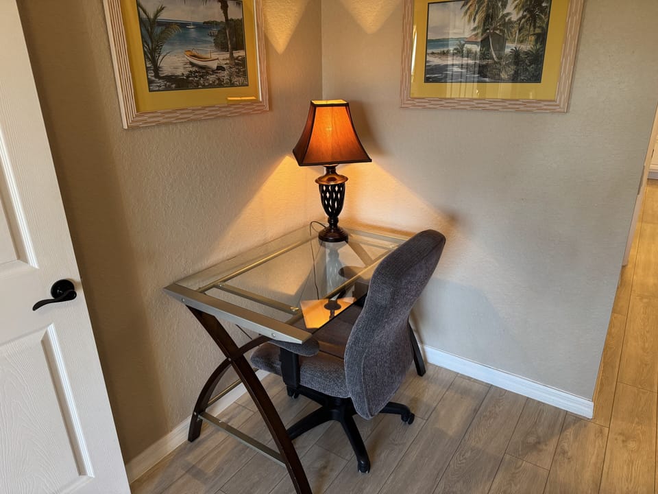 A small desk is perfect for doing a little 'work from home' during your stay.