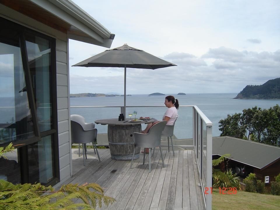 Relaxing on front deck