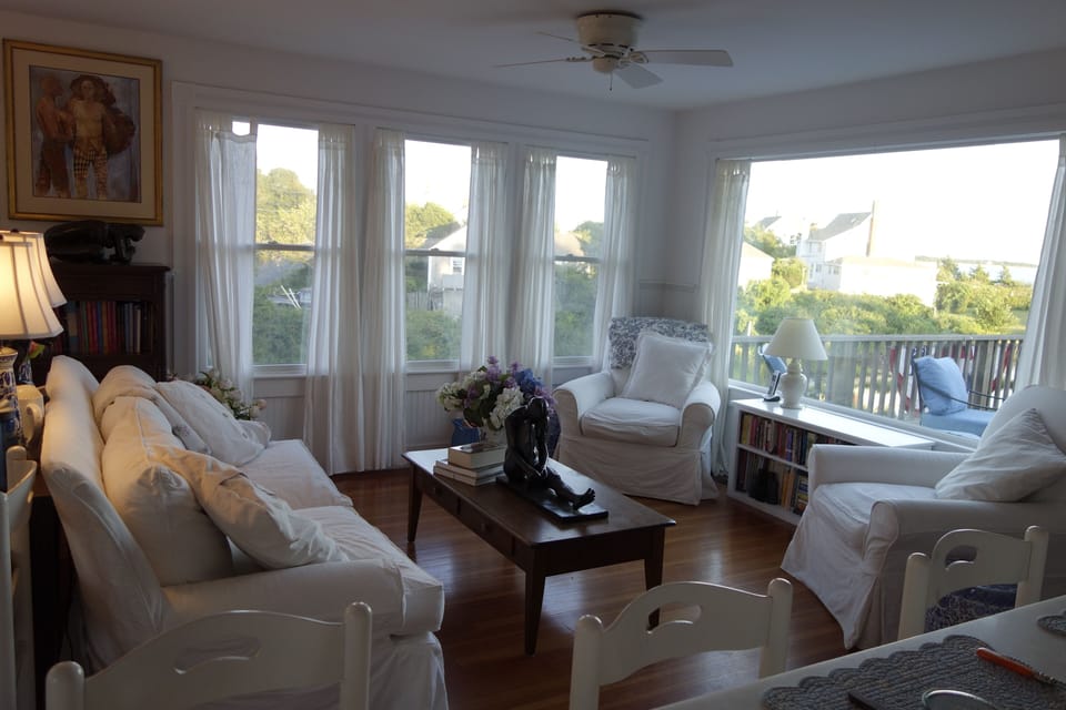 Another view of the living room in the kitchen - so comfortable for everyone