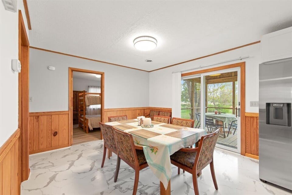 Dining room with 8 chairs available