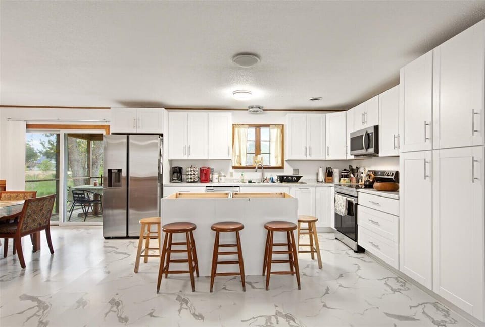 New Kitchen and appliances (2022).  The butcher block counter has been installed