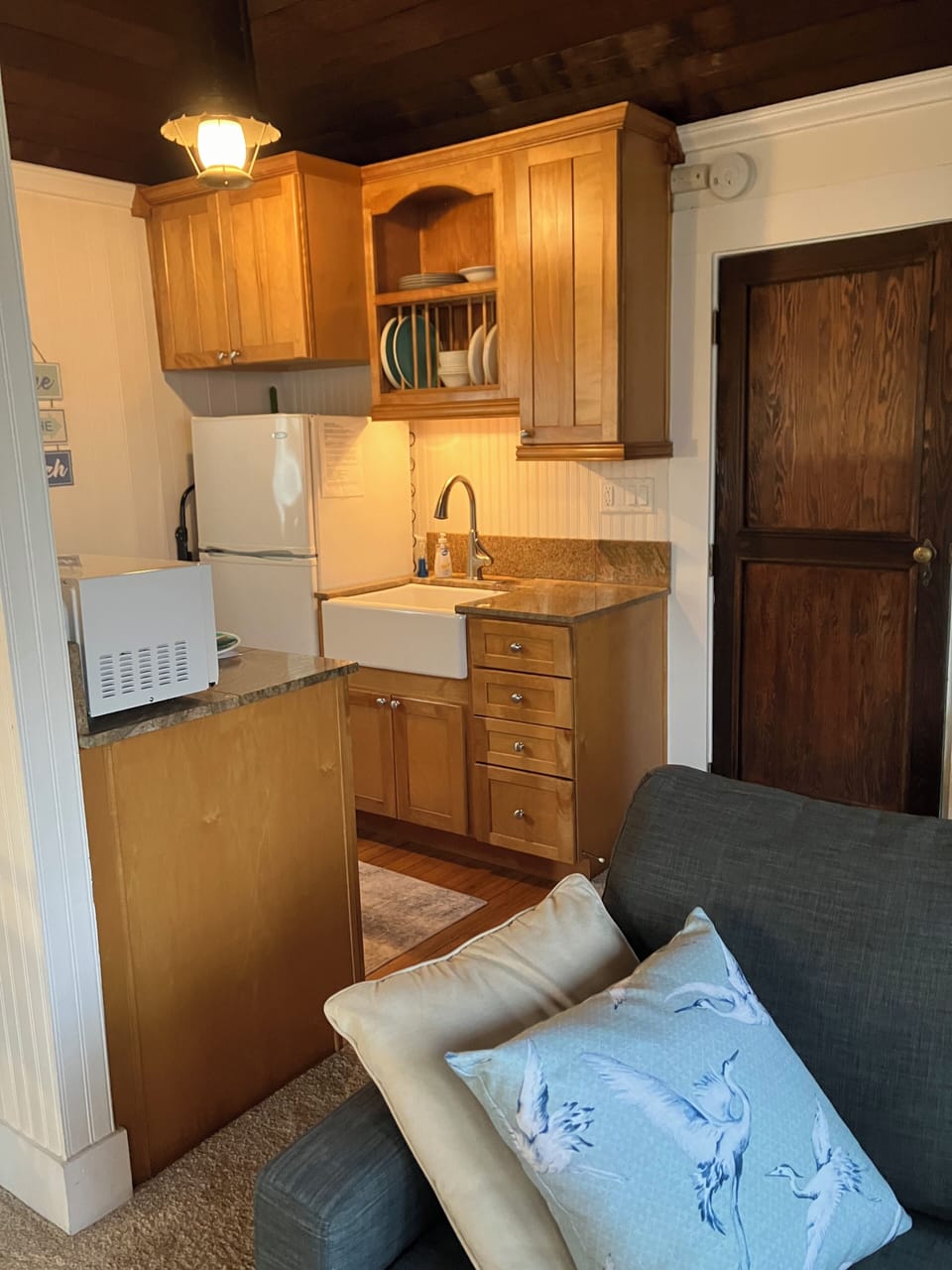 Kitchen and door to bedroom