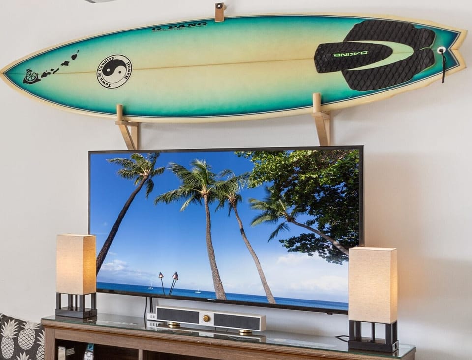 Large swiveling TV, bluetooth speaker, binoculars, maps, USB ports and more!