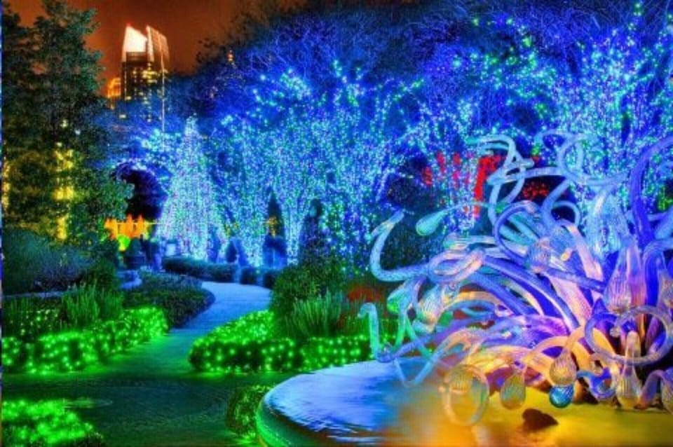 The Atlanta Botanical Gardens nighttime holiday lights.
 

