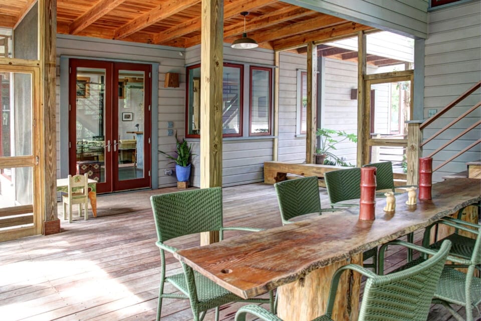 Screened Porch with stairs to Crofter and "Tree House"