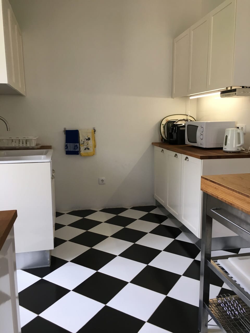 Side view of kitchen area