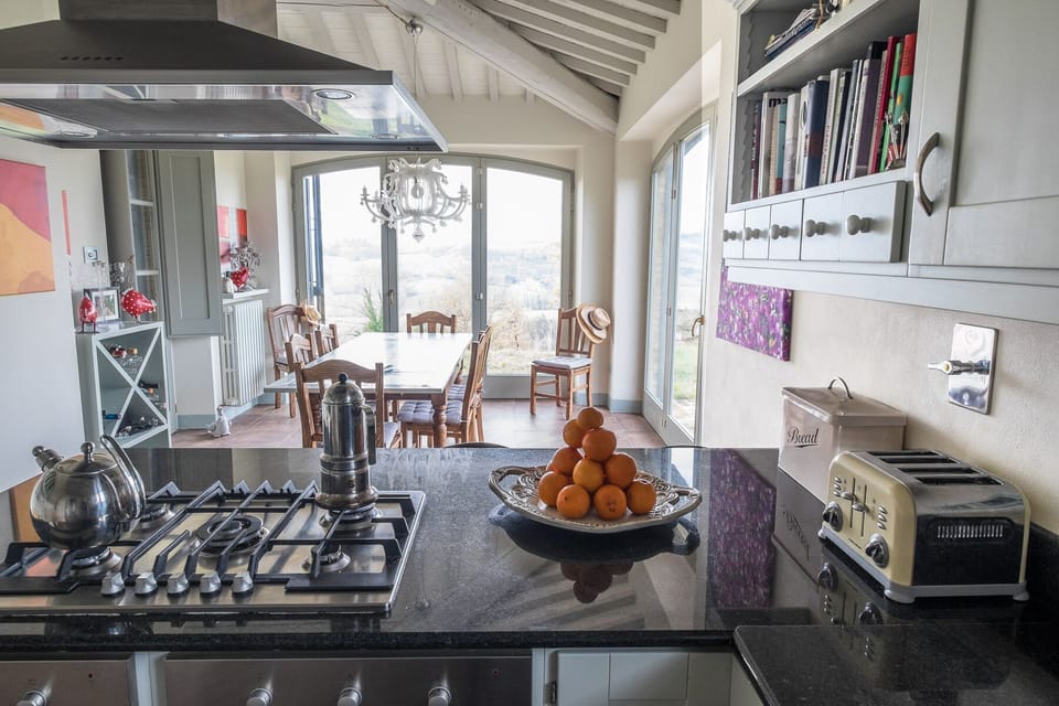 kitchen table and cookery books...