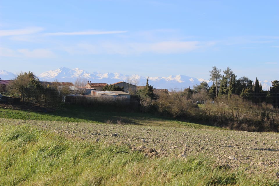 Honoux village and the Pyrenees