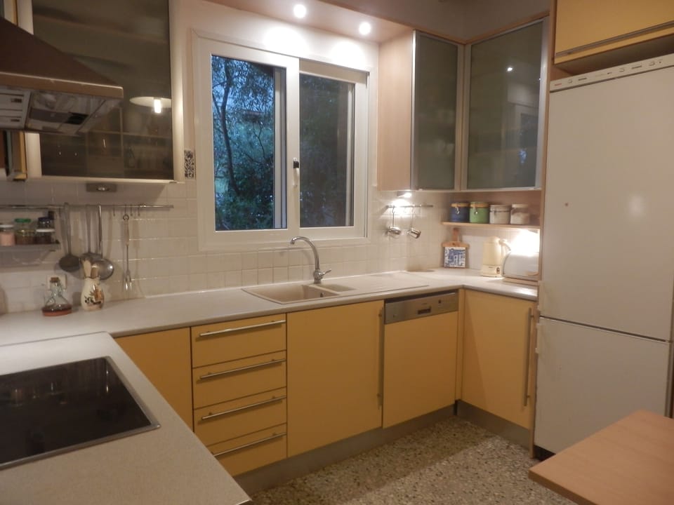 Ground floor - Kitchen window with Siemens dishwasher and big fridge.