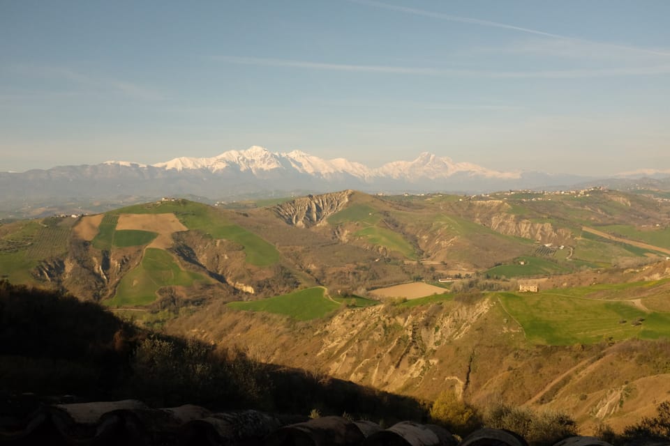 This is our view from the balcony! Direct view from all rooms to Gran Sasso.
