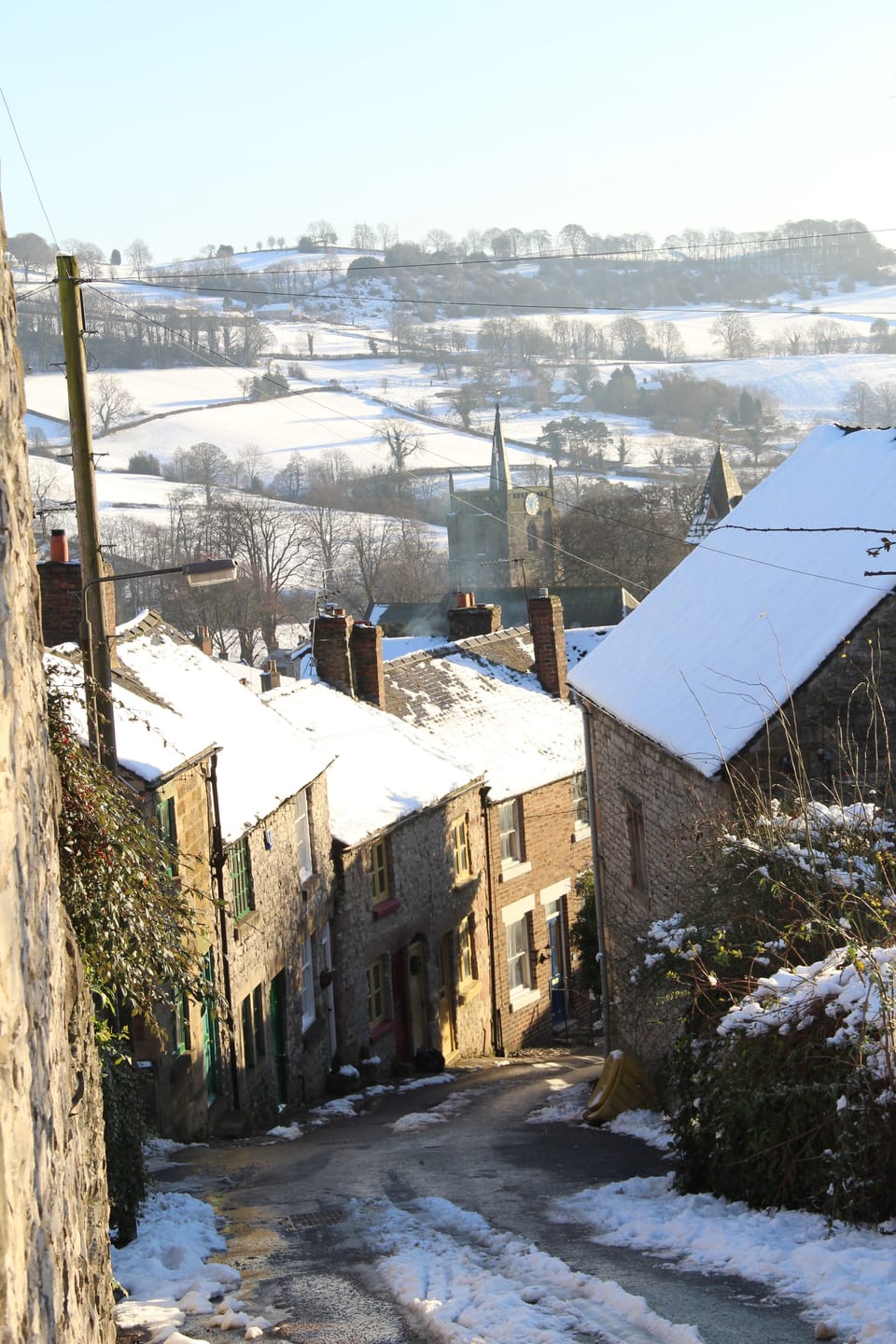 small road leading down from the cottage into the heart of Wirksworth 