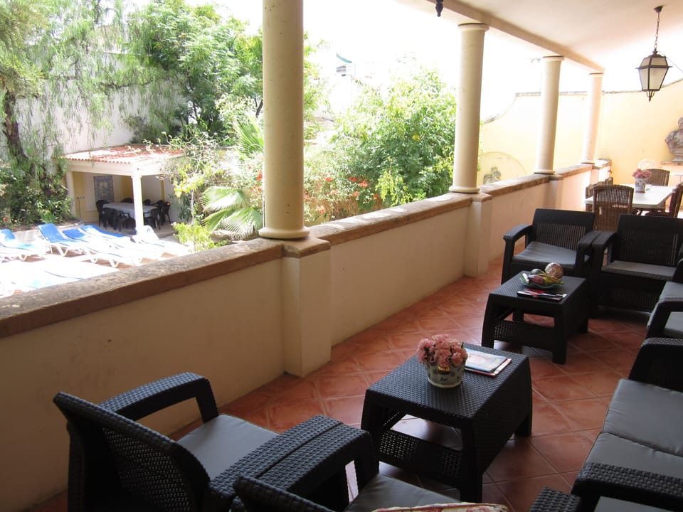 Veranda facing garden