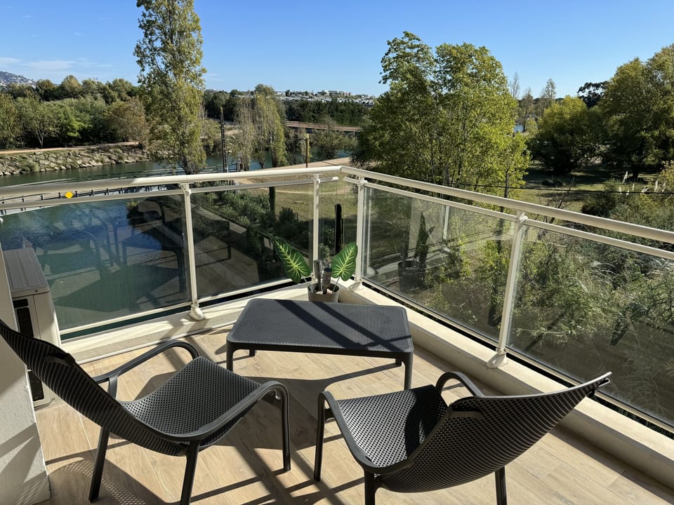 Balcony views over the River Siagne towards the sea