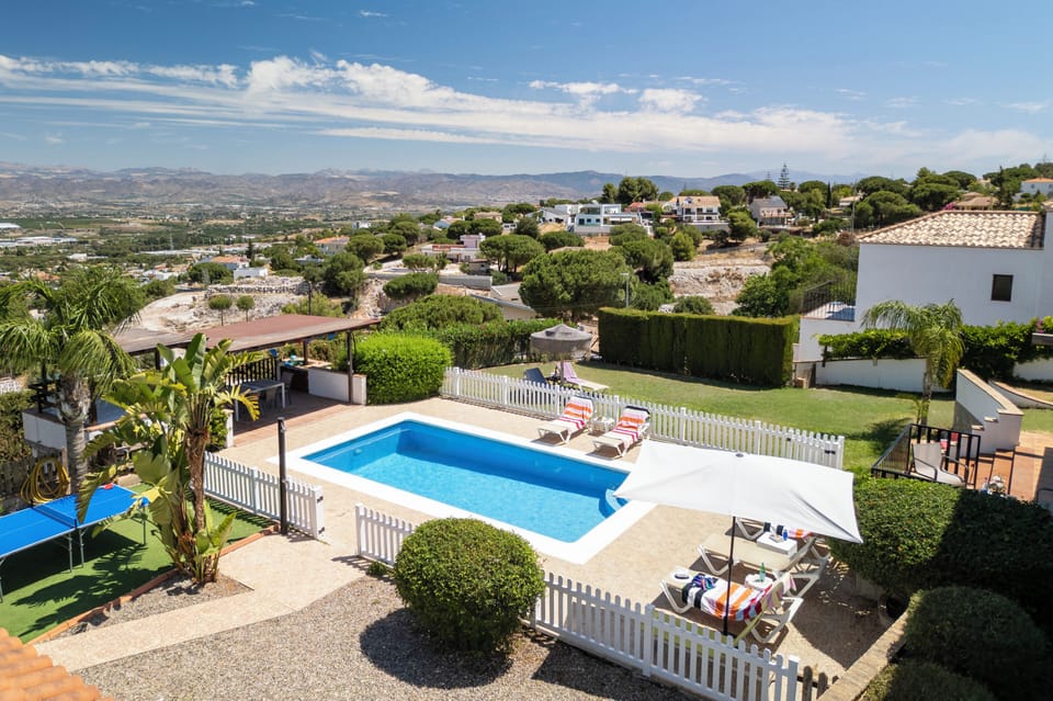 Large garden with amazing views over the valley.